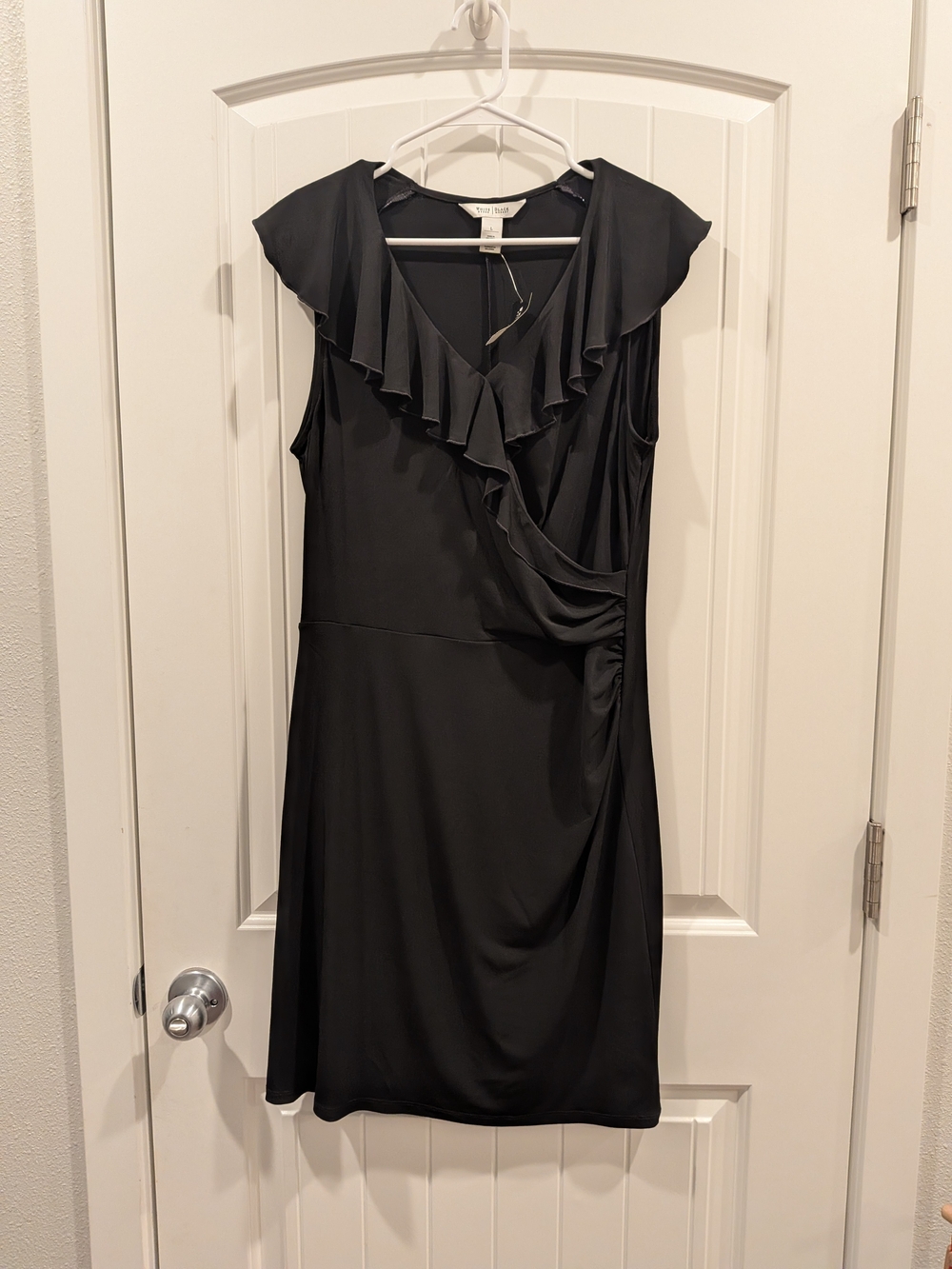White House Black Market Black Ruffle Wrap-Front Dress